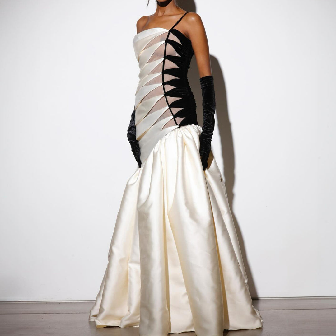 Emberly Flared Gown with Cutout Bodice Dress - Hot fashionista