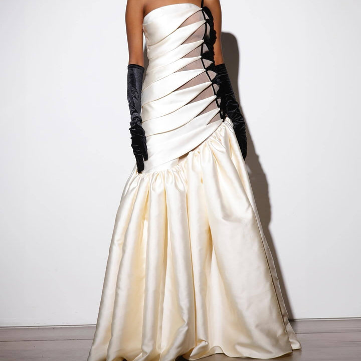 Emberly Flared Gown with Cutout Bodice Dress - Hot fashionista