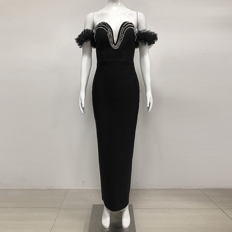 Evangeline Ruffle Crystal Maxi Dress - Hot fashionista