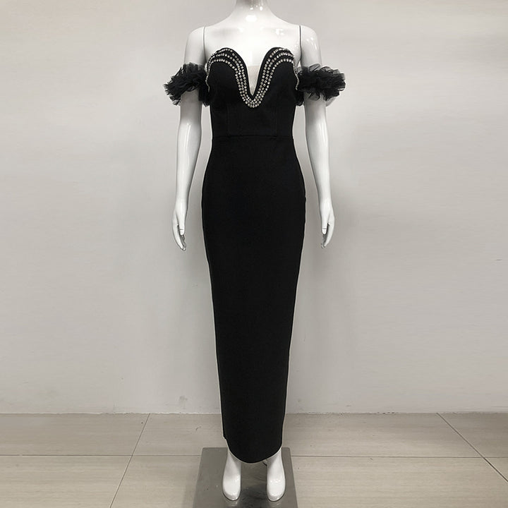 Evangeline Ruffle Crystal Maxi Dress - Hot fashionista