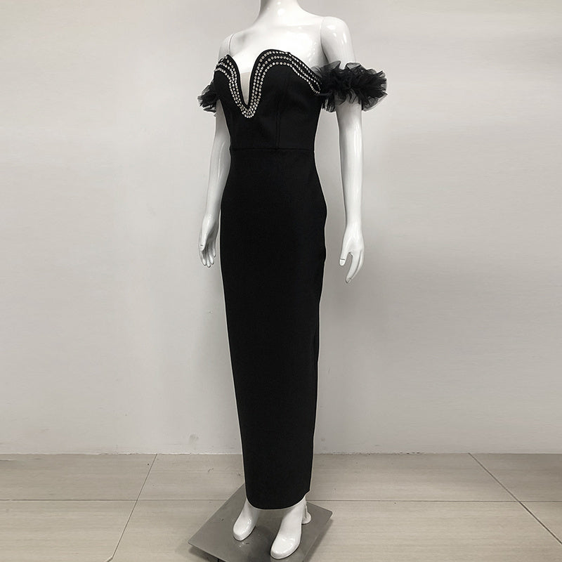 Evangeline Ruffle Crystal Maxi Dress - Hot fashionista