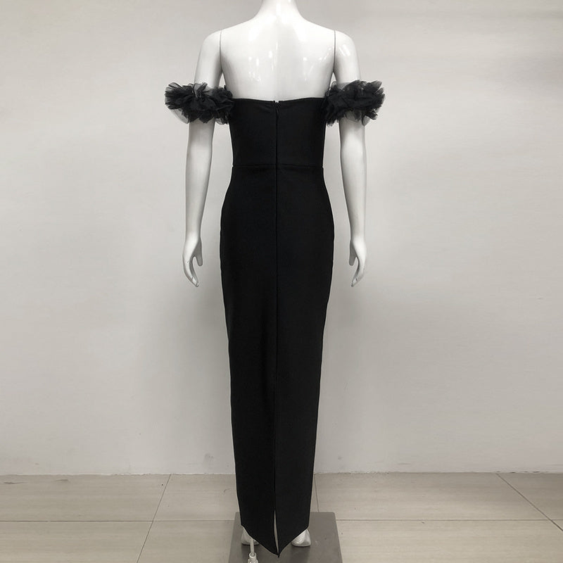 Evangeline Ruffle Crystal Maxi Dress - Hot fashionista