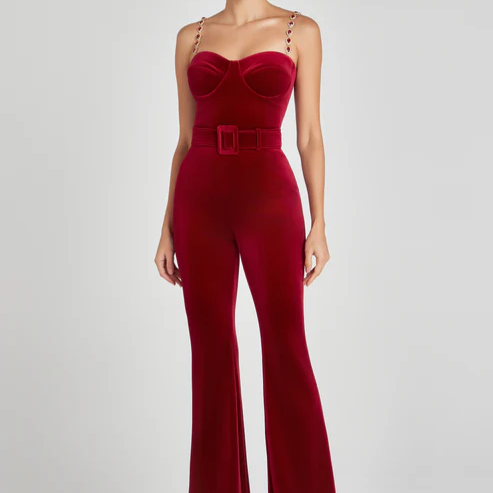Everlyn Velvet Luxe Wide-Leg Jumpsuit - Hot fashionista
