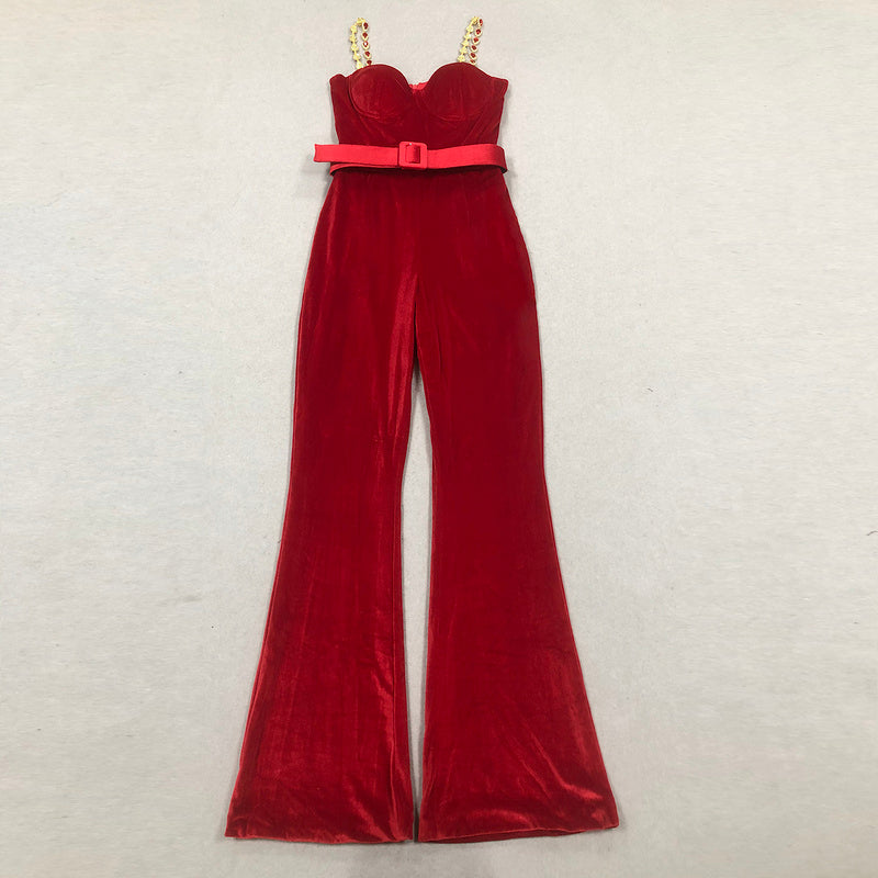 Everlyn Velvet Luxe Wide-Leg Jumpsuit - Hot fashionista