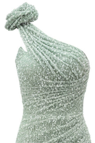 Emilia Sequin Pleated Design One Shoulder Slit Dress - Hot fashionista