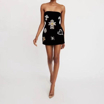 Hot Fashionista Gretchen Strapless Crystal Embellished Mini Dress