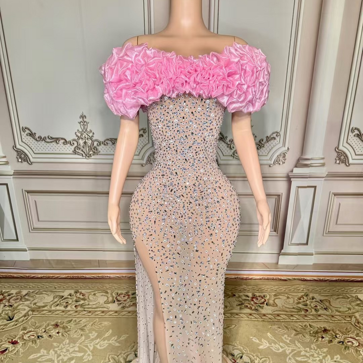 Halo Strapless Rhinestone Split Maxi Dress - Hot fashionista