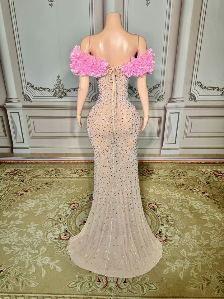 Halo Strapless Rhinestone Split Maxi Dress - Hot fashionista