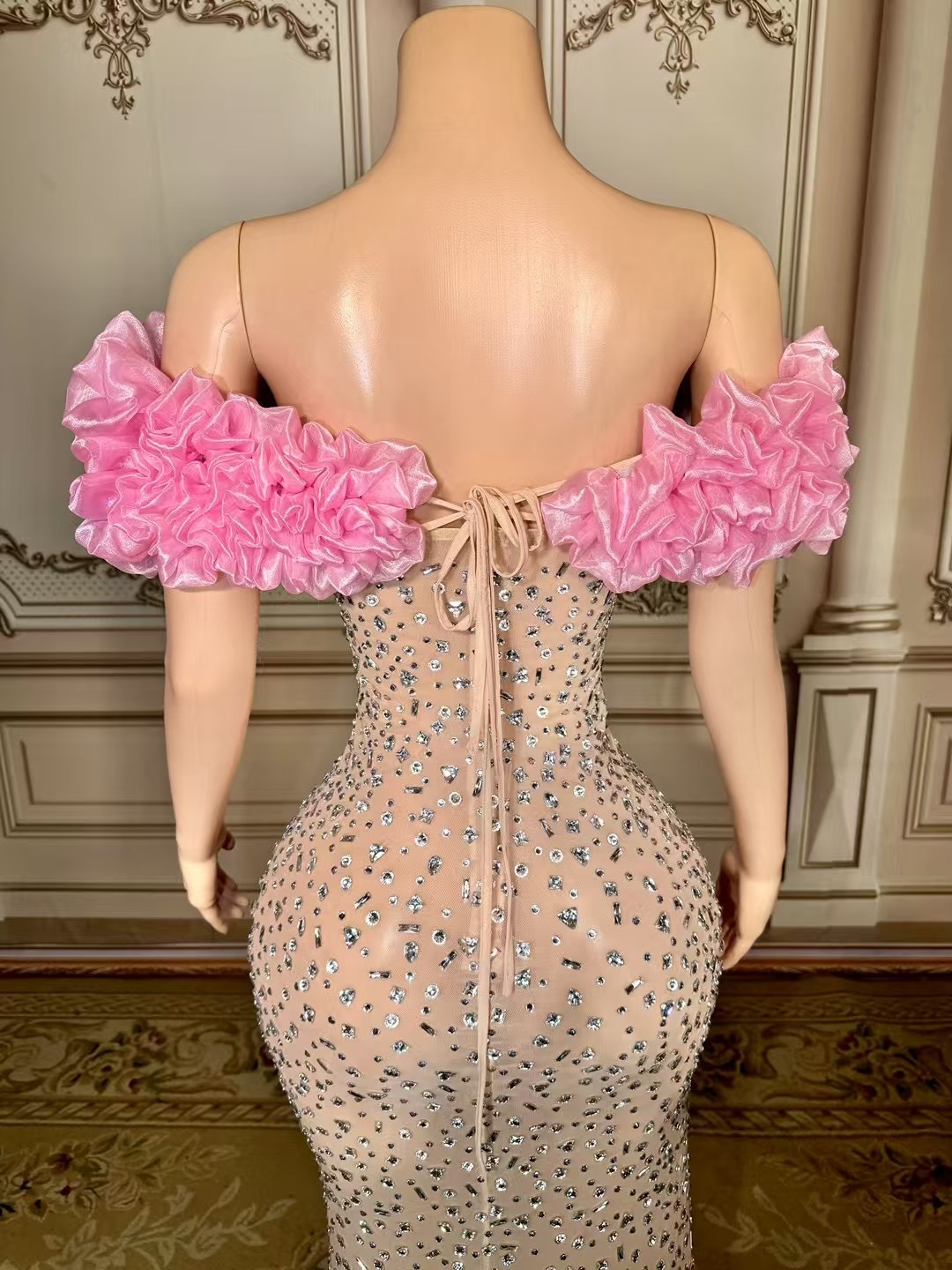 Halo Strapless Rhinestone Split Maxi Dress - Hot fashionista