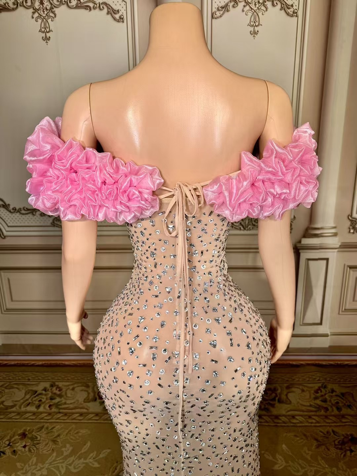 Halo Strapless Rhinestone Split Maxi Dress - Hot fashionista