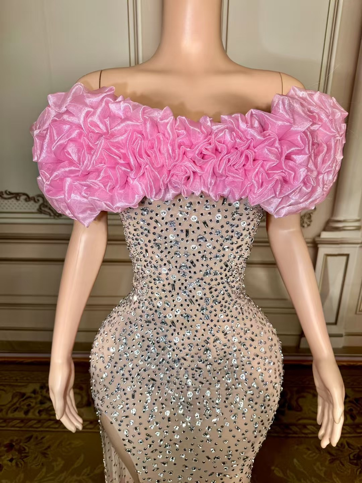 Halo Strapless Rhinestone Split Maxi Dress - Hot fashionista