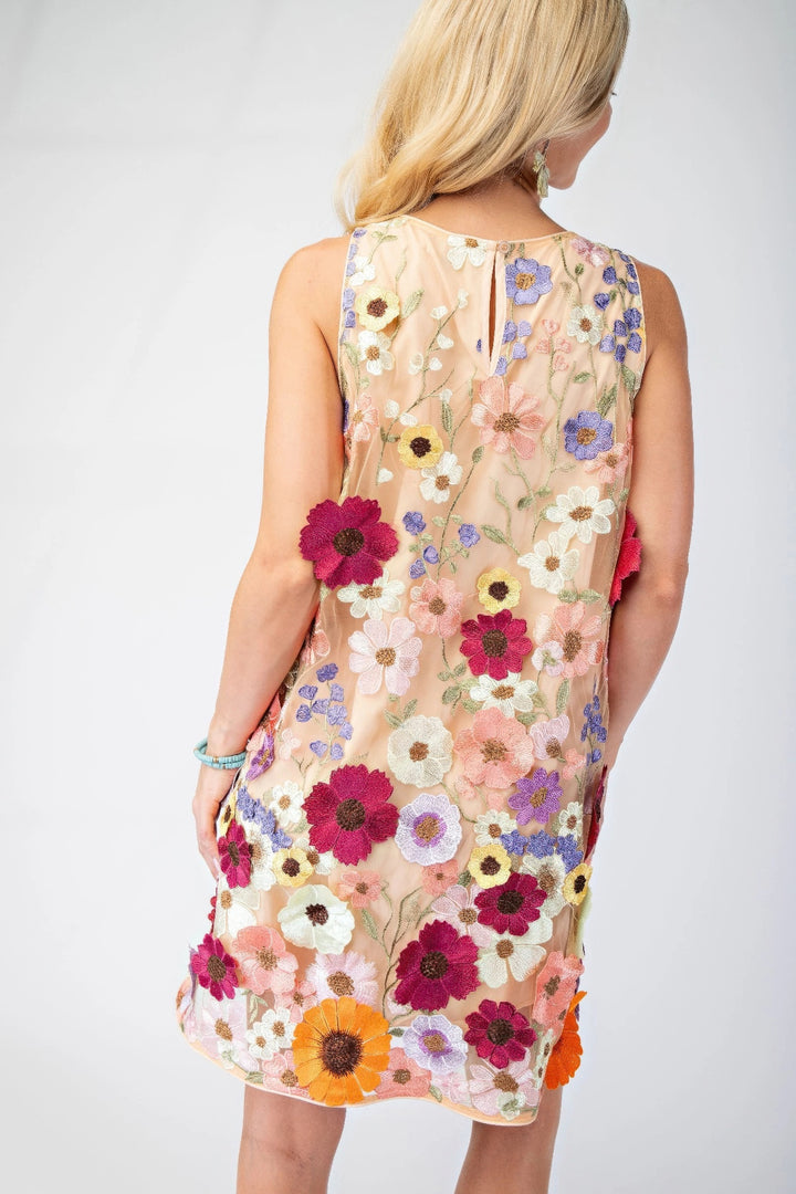 Hot Fashionista - Women's Online Fashion Dress | 3d Floral Embroidered Sleeveless Mini Dress
