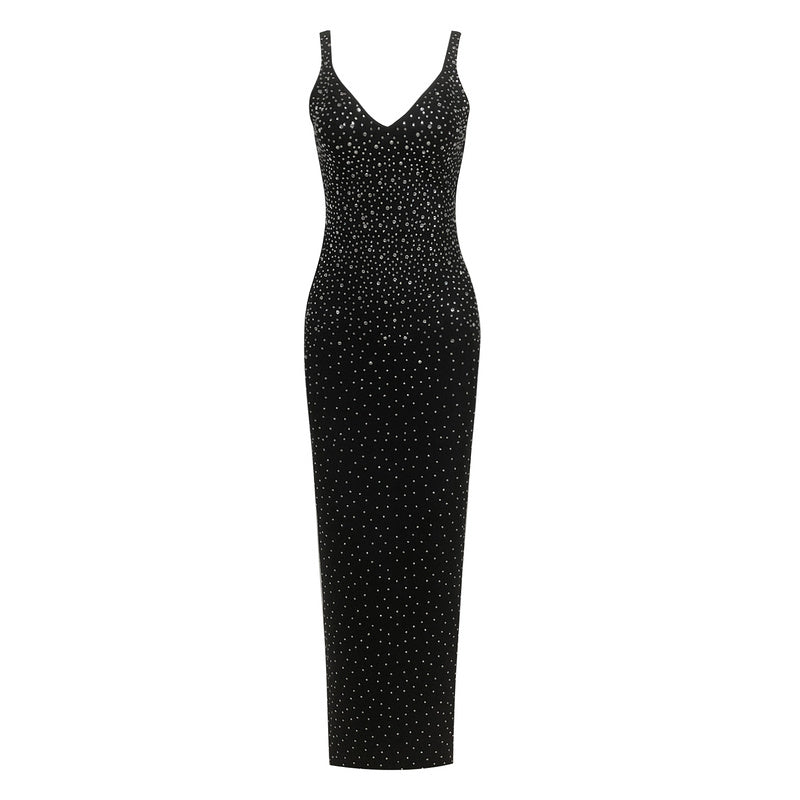 velvet maxi dress online Aella Crystal-Embellished Velvet Maxi Dress