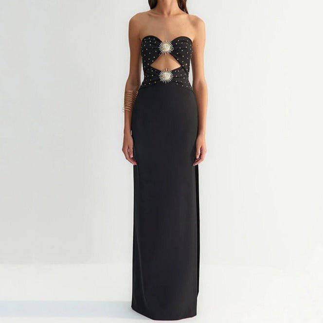 Hot Fashionista - Women's Online Fashion Dress | Briar Strapless Jewel Decor High Slit Maxi Dress