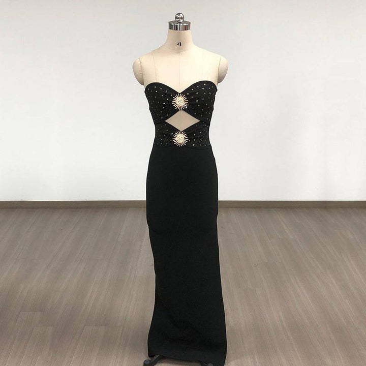 Hot Fashionista - Women's Online Fashion Dress | Briar Strapless Jewel Decor High Slit Maxi Dress