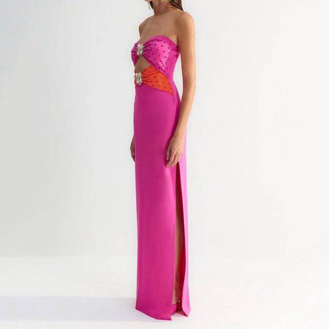 Hot Fashionista - Women's Online Fashion Dress | Briar Strapless Jewel Decor High Slit Maxi Dress