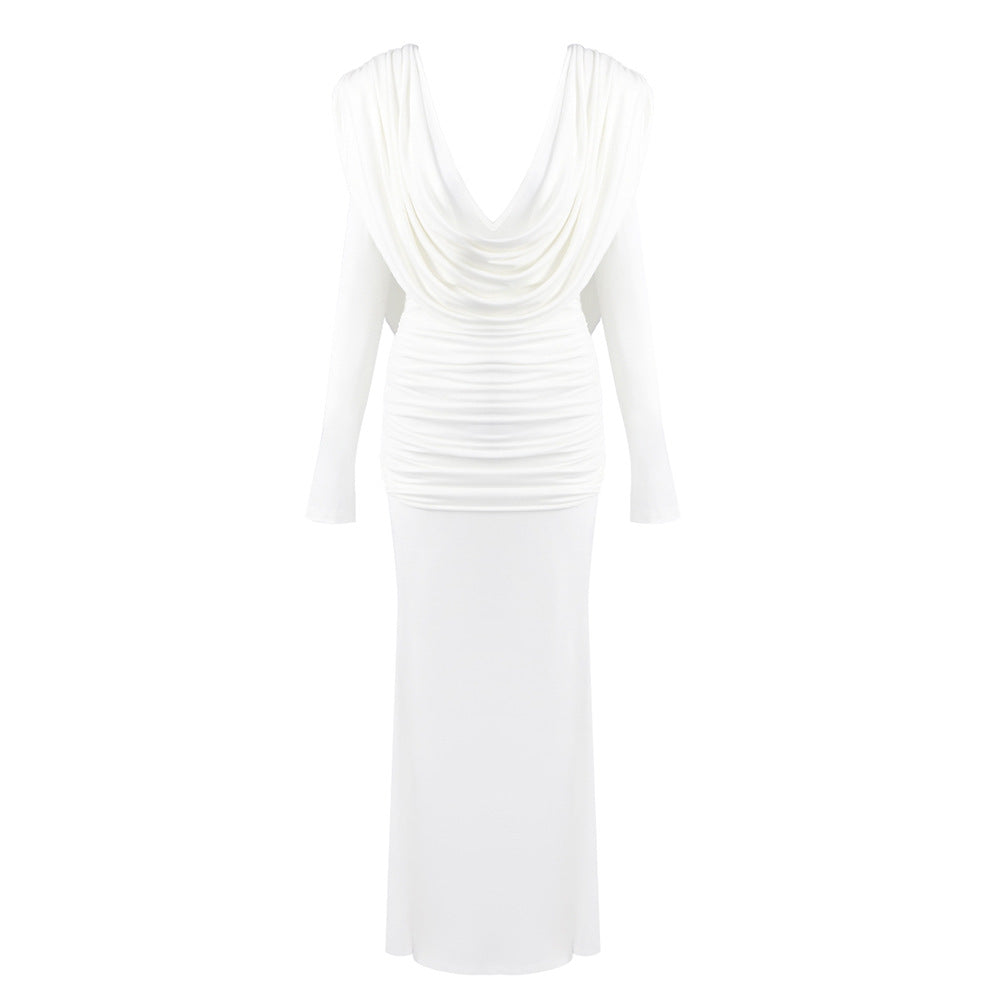 Brielle Cowl Neck Ruched Maxi Dress
