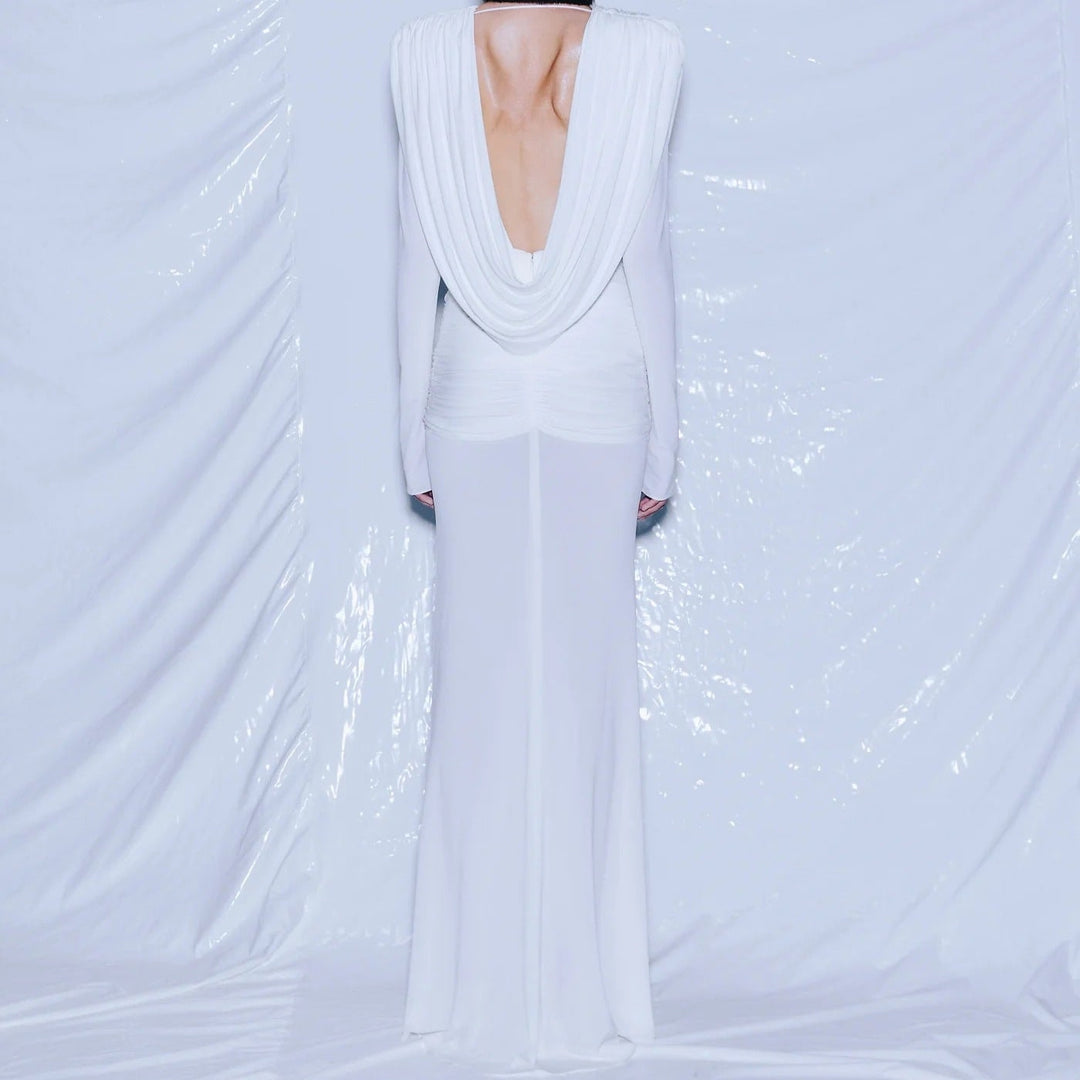 Hot Fashionista - Women's Online Fashion Dress | Brielle Cowl Neck Ruched Maxi Dress - Chic Ruched Maxi