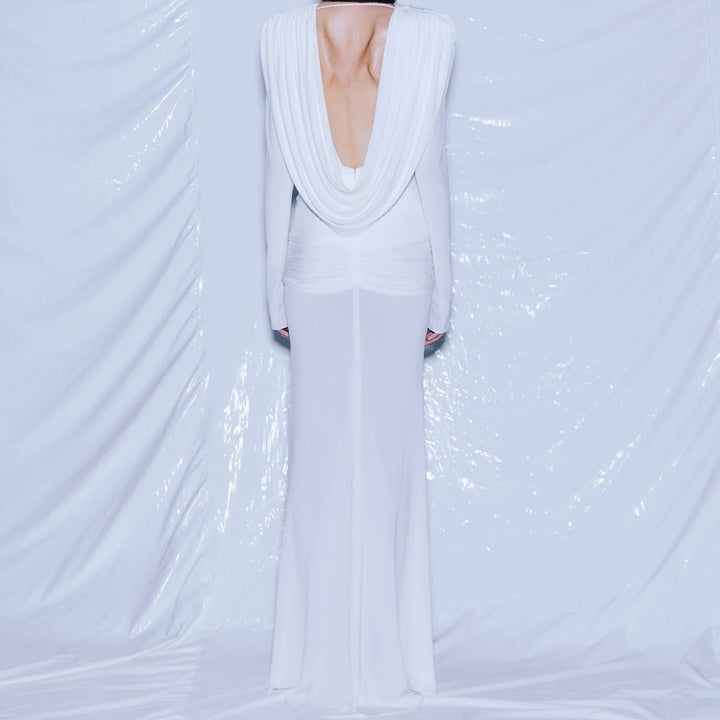 Hot Fashionista - Women's Online Fashion Dress | Brielle Cowl Neck Ruched Maxi Dress - Chic Ruched Maxi