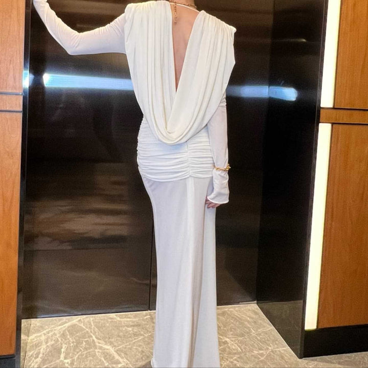 Hot Fashionista - Women's Online Fashion Dress | Brielle Cowl Neck Ruched Maxi Dress - Chic Ruched Maxi