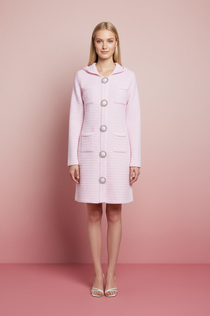 Hot Fashionista - Women's Online Fashion Dress | Brooklyn Pocketed Button Down Tweed Dress