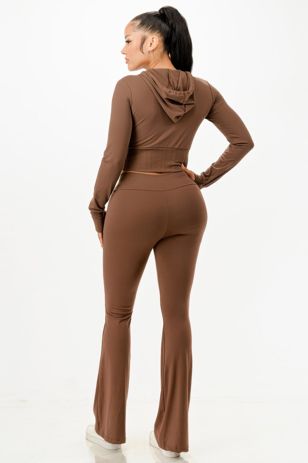 Hot Fashionista - Women's Online Fashion Dress | Butter Soft Crop Hoodie And Flare Pants Set