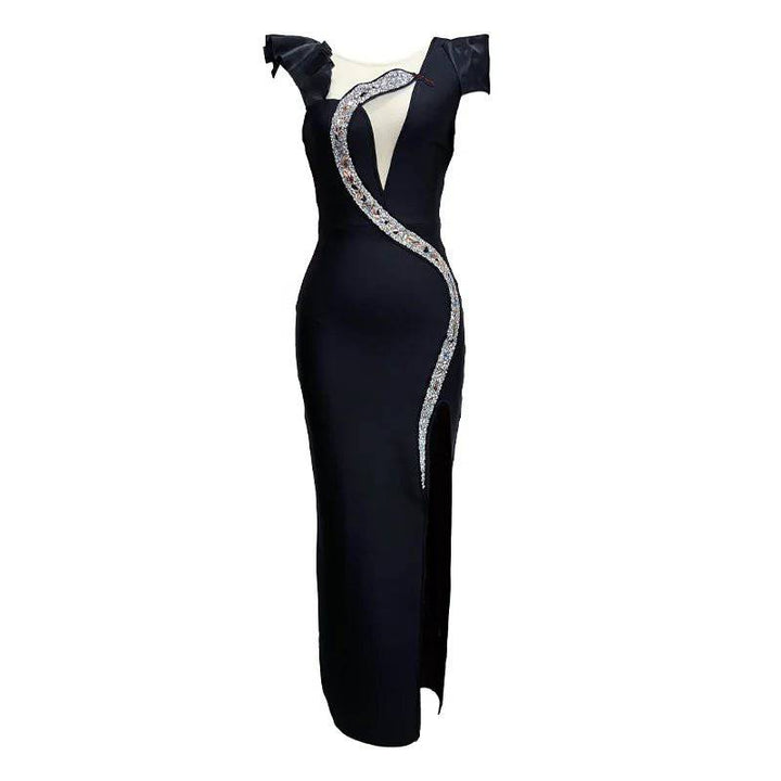 Hot Fashionista - Women's Online Fashion Dress | Cassy Crystal Snake Split Maxi Dress