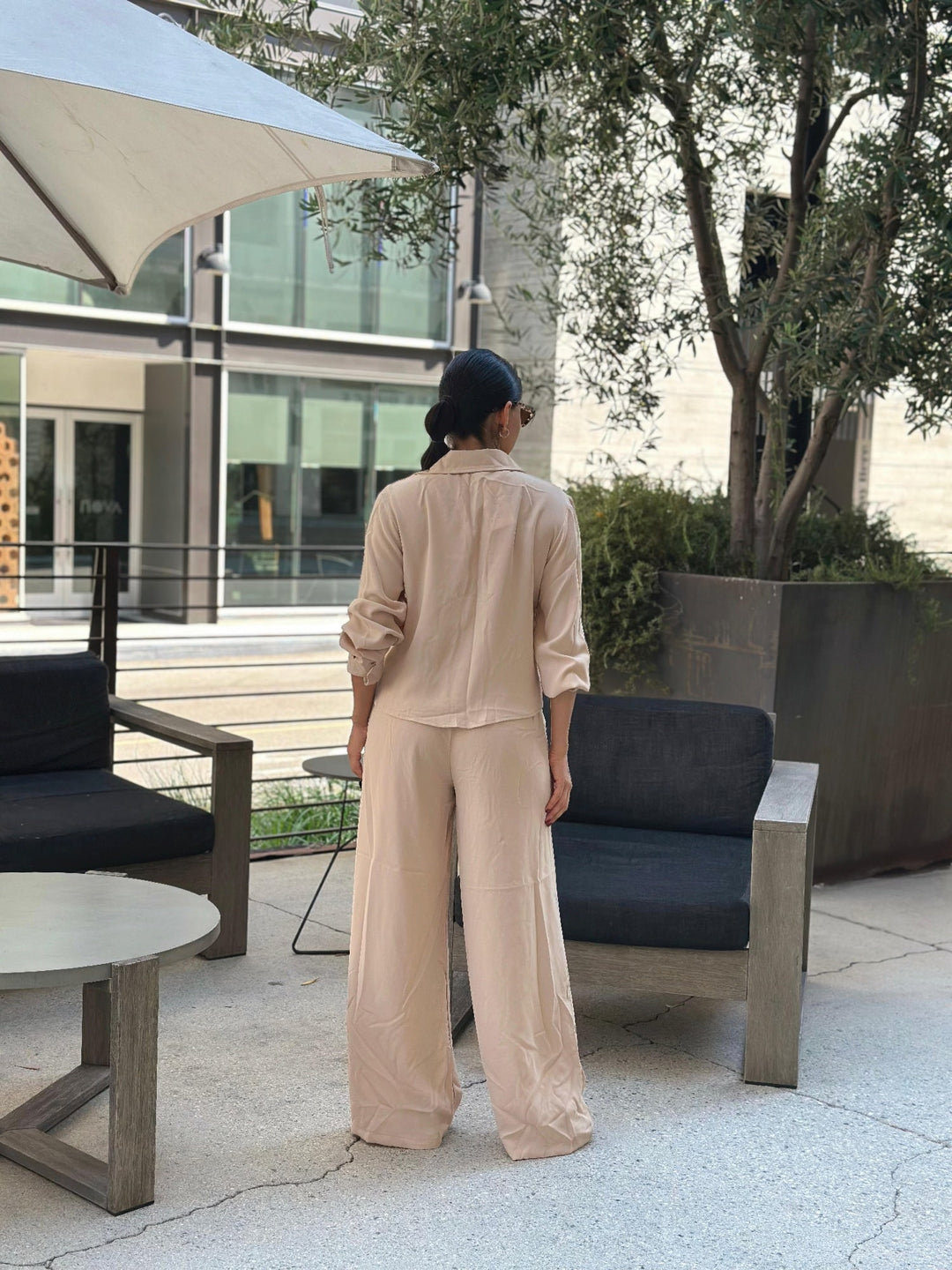 Hot Fashionista - Women's Online Fashion Dress | Casual Wide Leg Pants & Long Sleeve Front Tie Set