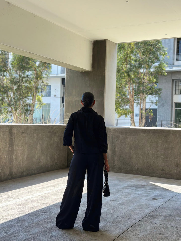 Hot Fashionista - Women's Online Fashion Dress | Casual Wide Leg Pants & Long Sleeve Front Tie Set