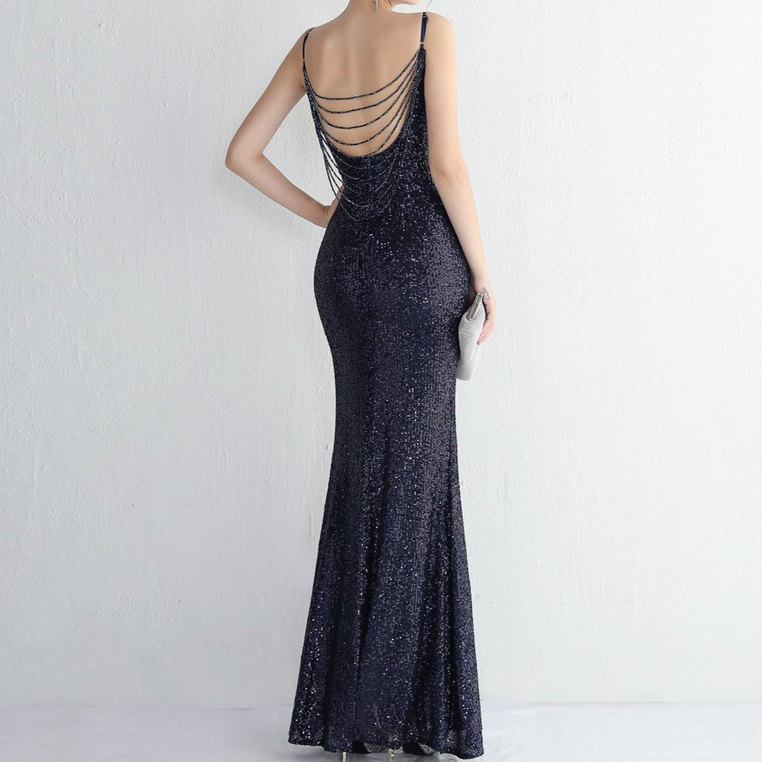 Hot Fashionista - Women's Online Fashion Dress | Cecil Spaghetti Straps V-neck Sequined  Evening Maxi Dress