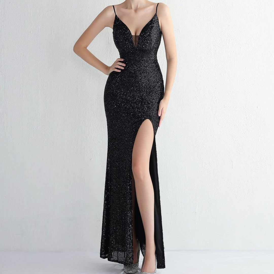 Hot Fashionista - Women's Online Fashion Dress | Cecil Spaghetti Straps V-neck Sequined  Evening Maxi Dress