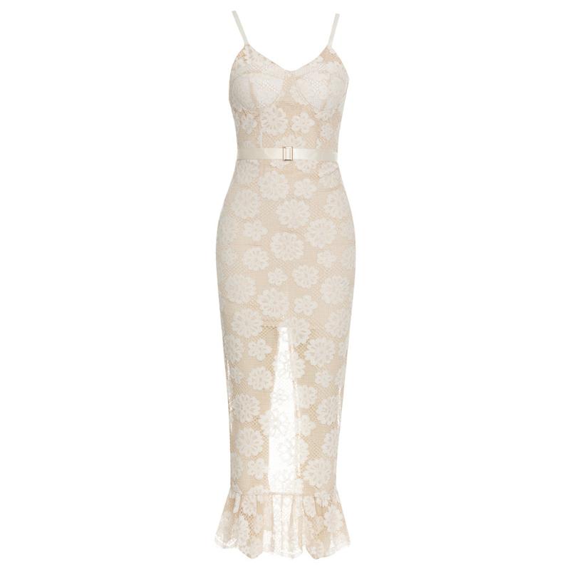 Hot Fashionista - Women's Online Fashion Dress | Chantilly Lace Floral Belted Dress