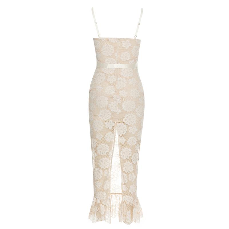 Hot Fashionista - Women's Online Fashion Dress | Chantilly Lace Floral Belted Dress