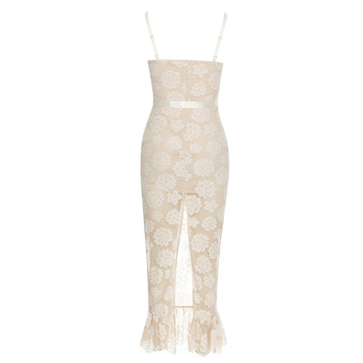 Hot Fashionista - Women's Online Fashion Dress | Chantilly Lace Floral Belted Dress