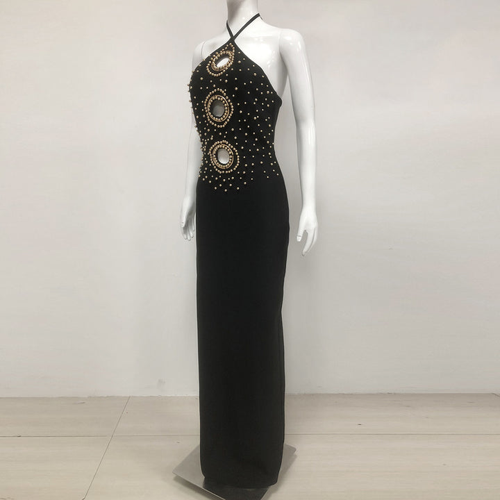 Indie-Rose Halter Embellished Cut Out Maxi Dress - Hot fashionista