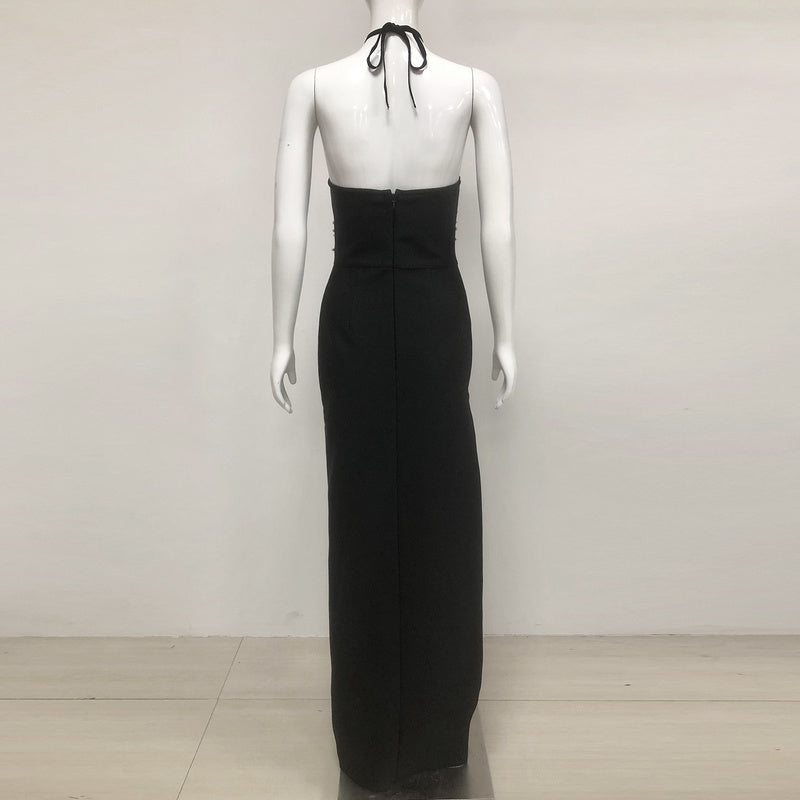 Indie-Rose Halter Embellished Cut Out Maxi Dress - Hot fashionista
