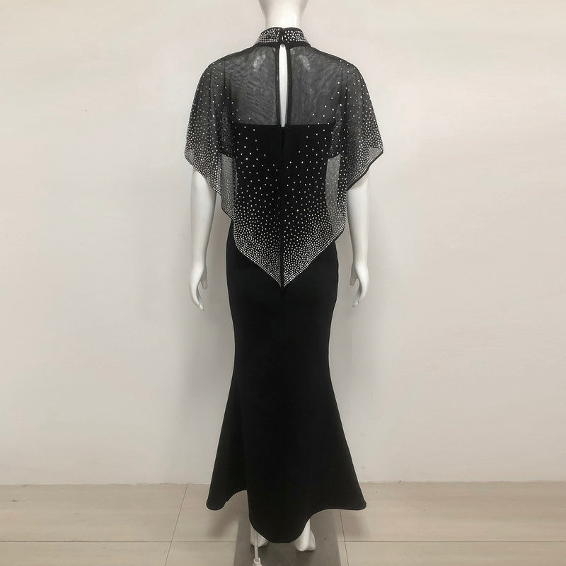 Indie Beaded Tulle Cape Gown in Crepe - Hot fashionista