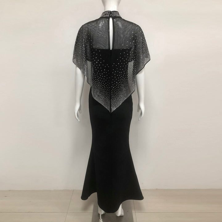 Indie Beaded Tulle Cape Gown in Crepe - Hot fashionista