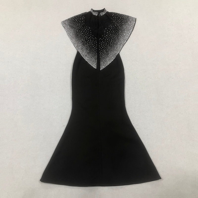 Indie Beaded Tulle Cape Gown in Crepe - Hot fashionista