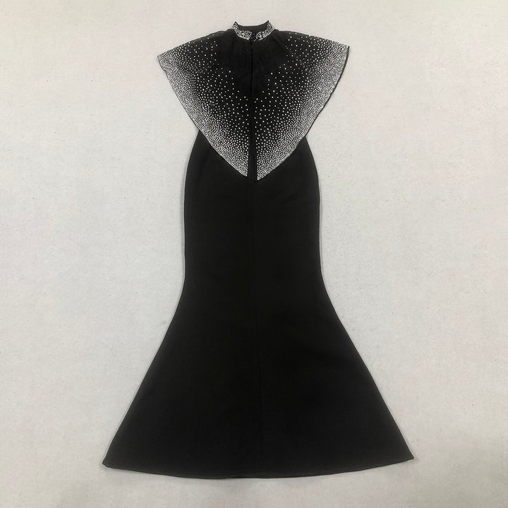 Indie Beaded Tulle Cape Gown in Crepe - Hot fashionista