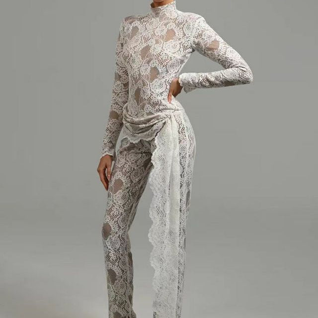 Indigo Floral Lace Jumpsuit - Hot fashionista