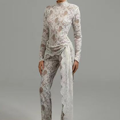 Indigo Floral Lace Jumpsuit - Hot fashionista