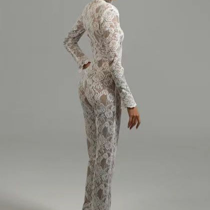 Indigo Floral Lace Jumpsuit - Hot fashionista