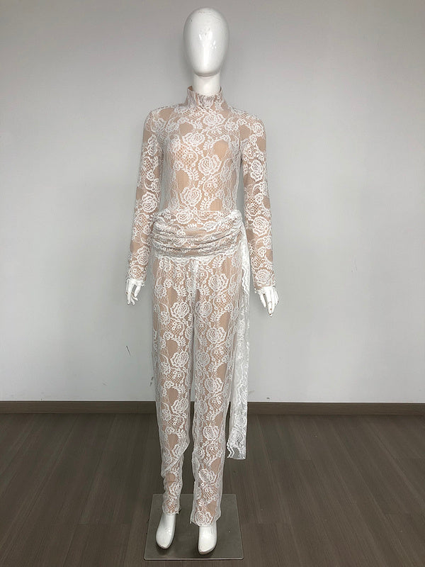 Indigo Floral Lace Jumpsuit - Hot fashionista