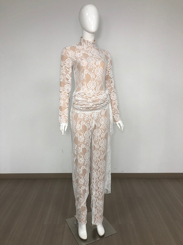 Indigo Floral Lace Jumpsuit - Hot fashionista