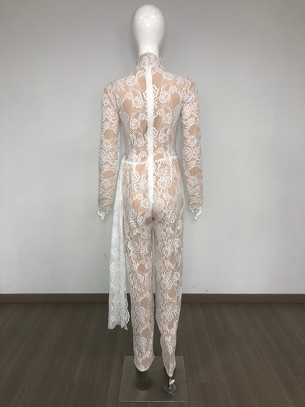 Indigo Floral Lace Jumpsuit - Hot fashionista