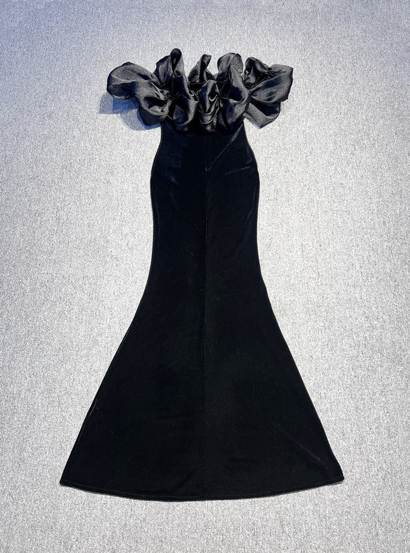 Ione Off Shoulder Ruffle Velvet Maxi Dress - Hot fashionista