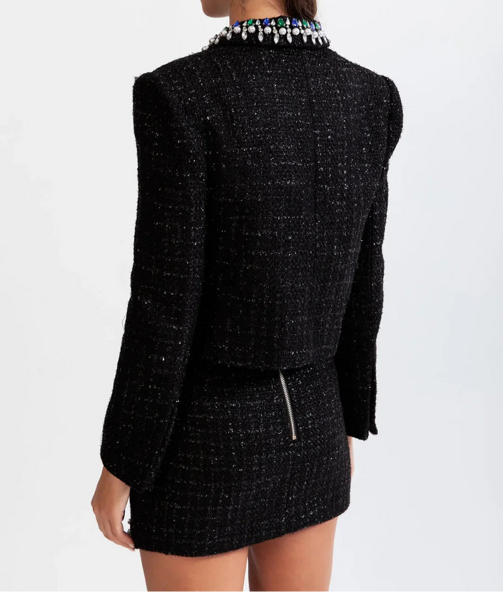 Iyla Black Tweed Set with Crystal Details - Hot fashionista