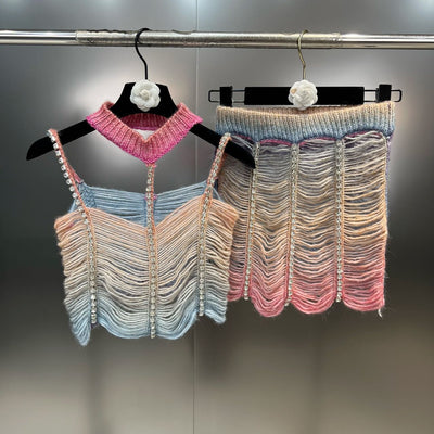 Hot Fashionista Jacqueline Woven Crop Top & Mini Skirt Set