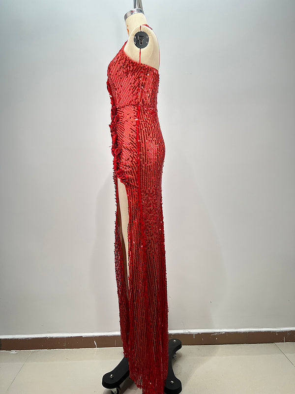 Jaelyn Floral Detail Sequin Maxi Dress - Hot fashionista